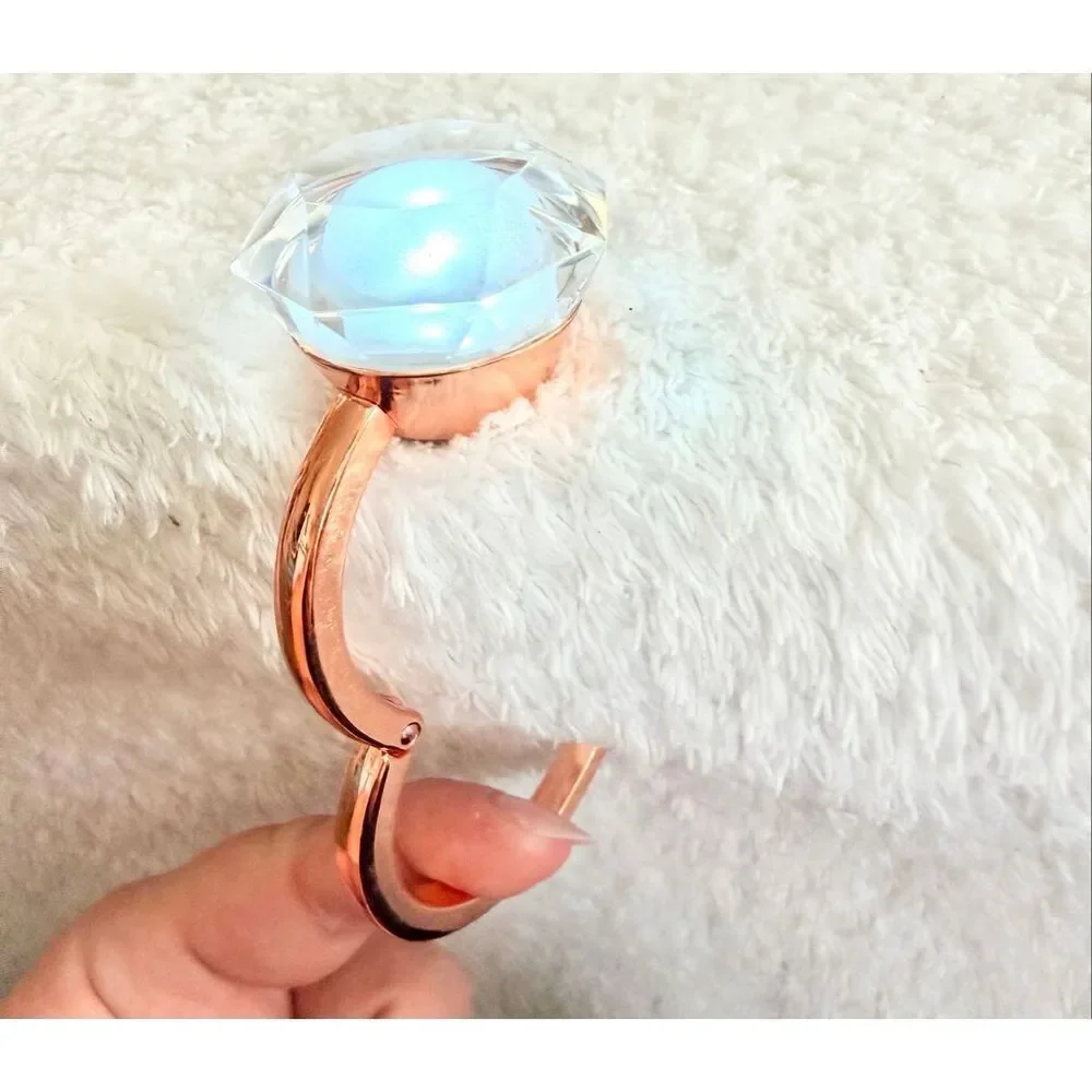 Light-Up Crystal Purse Hook | Rose Gold Handbag Holder | Table Bag Hanger